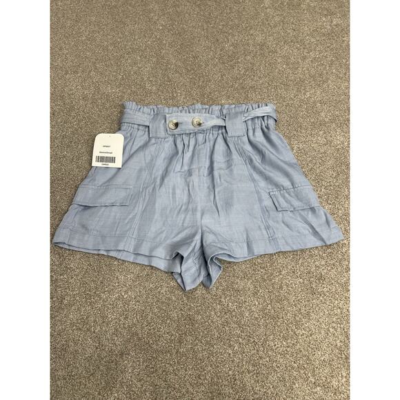 Hudson Gray Pants - Hudson Gray Paperbag Waist Cargo Shorts Women’s Small Light Blue Chambray NWT